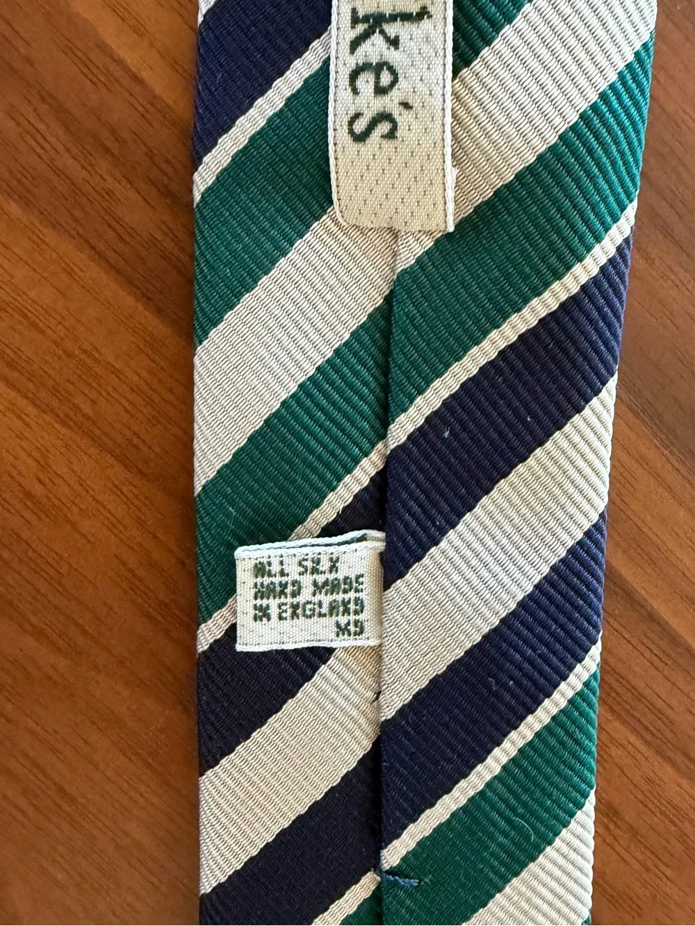 Drakes Striped Teal, Navy & White Men's Tie
